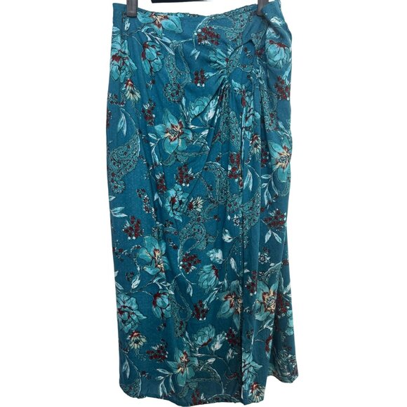 NWT Band Of The Free Large In Floral Print Boho Teal Red Aqua Maxi Skirt - Picture 15 of 16